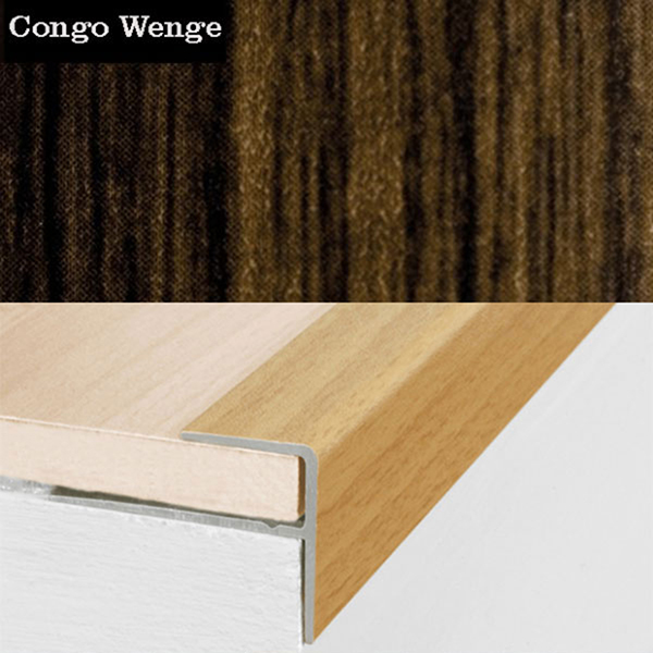 15mm x 22mm  Push-In Aluminium Wood Effect Stair Nosing Edge Trim For 8mm Flooring