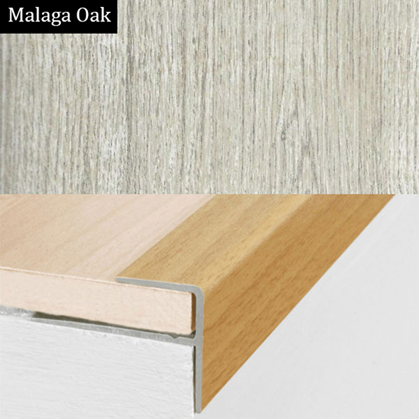 15mm x 22mm  Push-In Aluminium Wood Effect Stair Nosing Edge Trim For 8mm Flooring