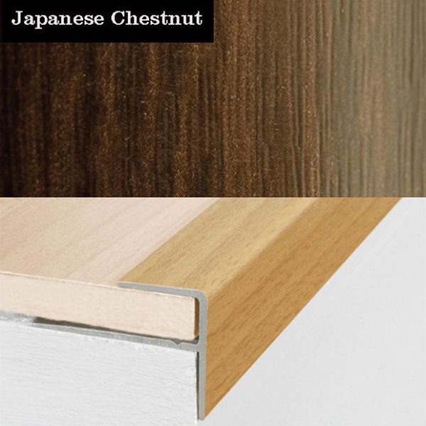 15mm x 22mm  Push-In Aluminium Wood Effect Stair Nosing Edge Trim For 8mm Flooring