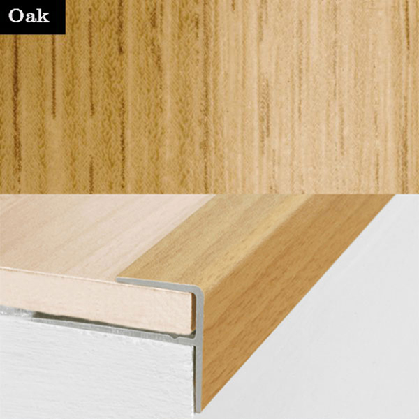 15mm x 22mm  Push-In Aluminium Wood Effect Stair Nosing Edge Trim For 8mm Flooring