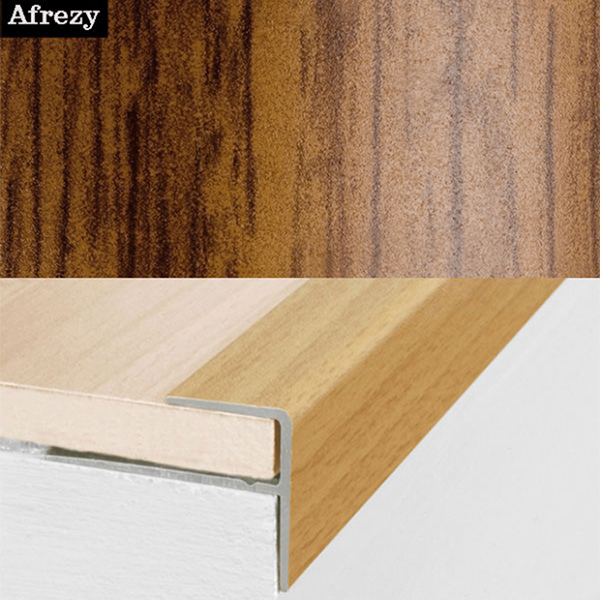 15mm x 22mm  Push-In Aluminium Wood Effect Stair Nosing Edge Trim For 8mm Flooring