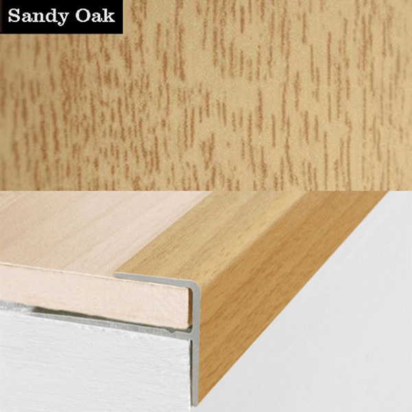 15mm x 22mm  Push-In Aluminium Wood Effect Stair Nosing Edge Trim For 8mm Flooring