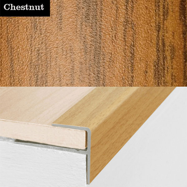 15mm x 22mm  Push-In Aluminium Wood Effect Stair Nosing Edge Trim For 8mm Flooring