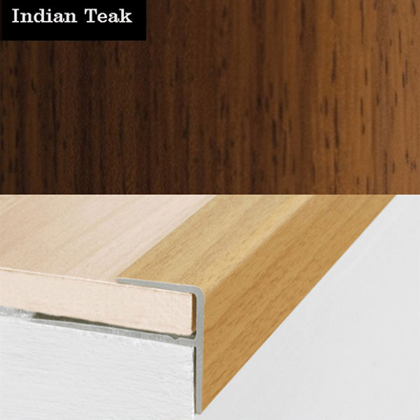 15mm x 22mm  Push-In Aluminium Wood Effect Stair Nosing Edge Trim For 8mm Flooring