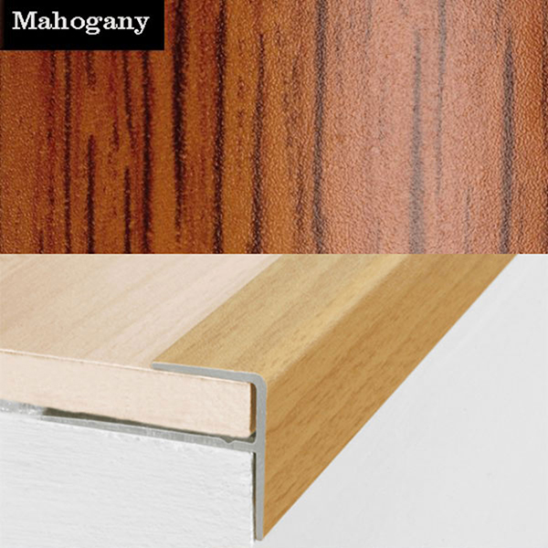 15mm x 22mm  Push-In Aluminium Wood Effect Stair Nosing Edge Trim For 8mm Flooring