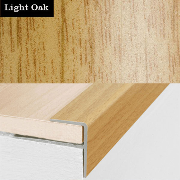 15mm x 22mm  Push-In Aluminium Wood Effect Stair Nosing Edge Trim For 8mm Flooring