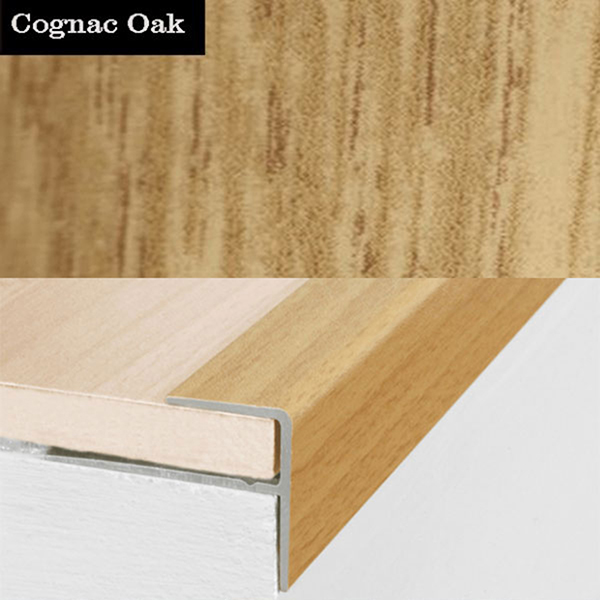 15mm x 22mm  Push-In Aluminium Wood Effect Stair Nosing Edge Trim For 8mm Flooring