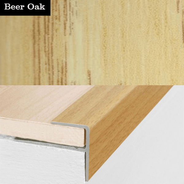 15mm x 22mm  Push-In Aluminium Wood Effect Stair Nosing Edge Trim For 8mm Flooring