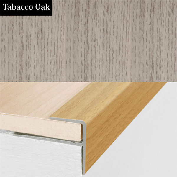 15mm x 22mm  Push-In Aluminium Wood Effect Stair Nosing Edge Trim For 8mm Flooring