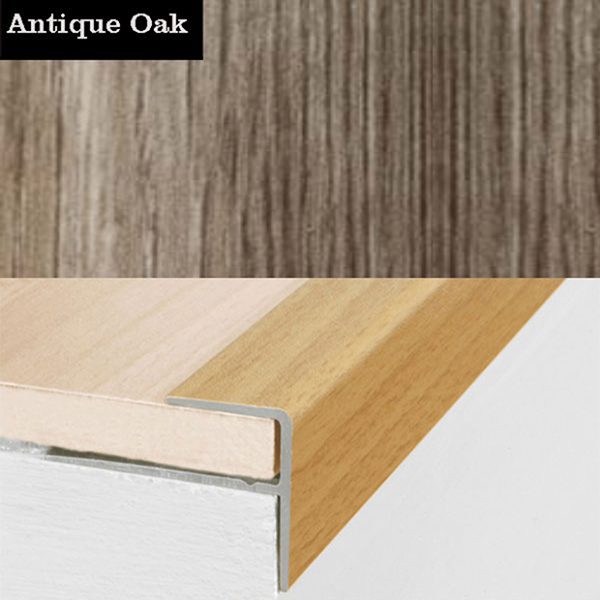 15mm x 22mm  Push-In Aluminium Wood Effect Stair Nosing Edge Trim For 8mm Flooring