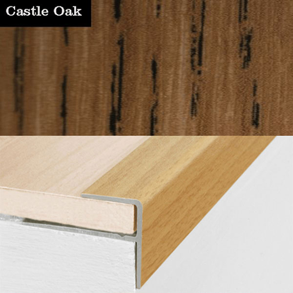 15mm x 22mm  Push-In Aluminium Wood Effect Stair Nosing Edge Trim For 8mm Flooring