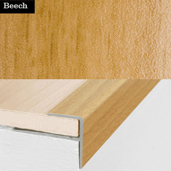 15mm x 22mm  Push-In Aluminium Wood Effect Stair Nosing Edge Trim For 8mm Flooring