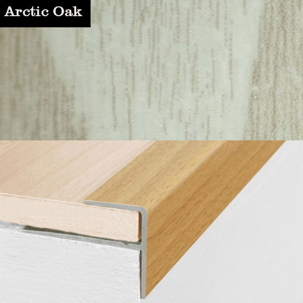 15mm x 22mm  Push-In Aluminium Wood Effect Stair Nosing Edge Trim For 8mm Flooring