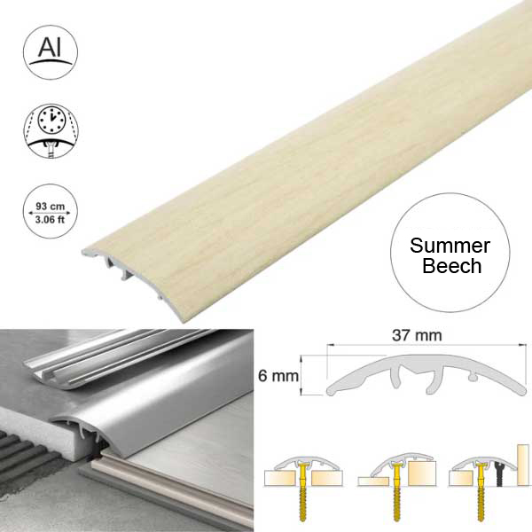 Self Adhesive 37mm Aluminium Door Threshold Strip Multi-Purpose Floor Trim