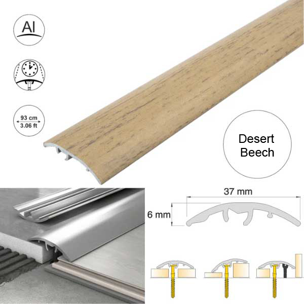 Self Adhesive 37mm Aluminium Door Threshold Strip Multi-Purpose Floor Trim